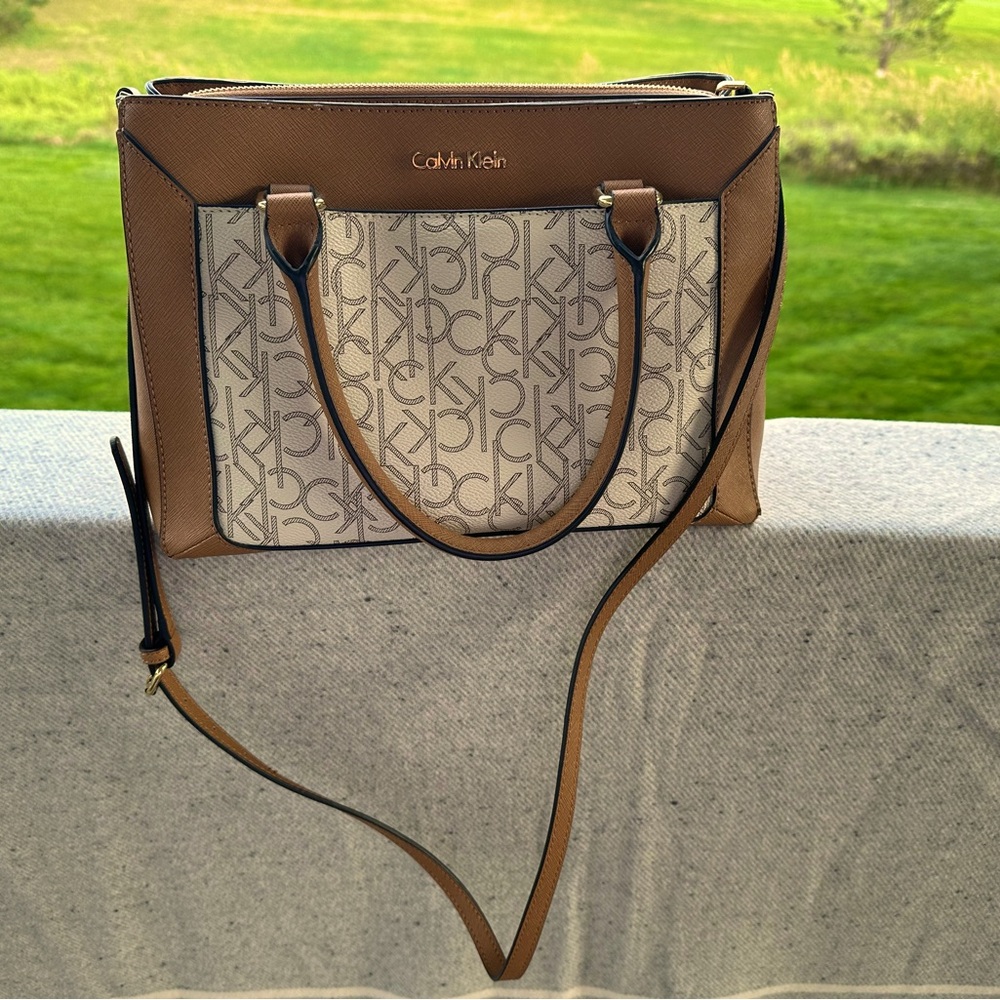 Calvin Klein Tan and Cream Satchel